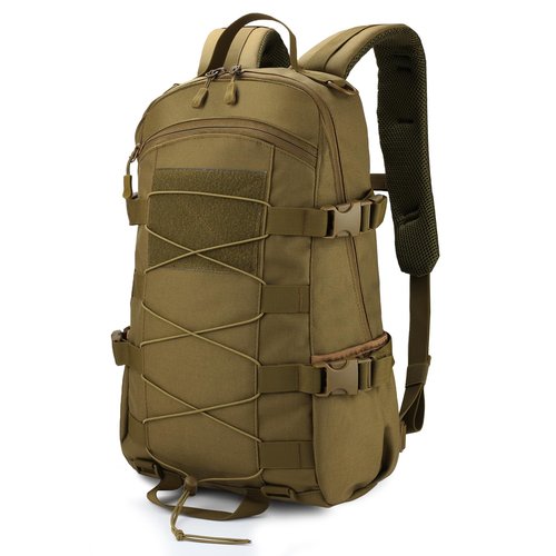 25L Hiking Backpack Small Tactical Backpack Daypack Camping Trekking Hunting Molle Pack for Men Women, Khaki
