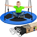 SereneLife Outdoor Tree Swing - 40” Saucer Swing with Adjustable Ropes & Center Swivel Spinner (Blue)