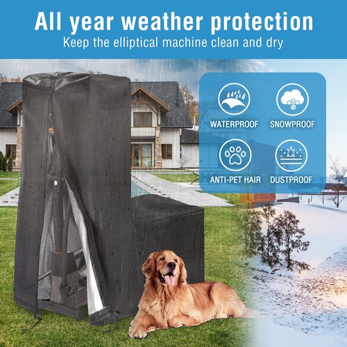 Kingling Elliptical Cover, Waterproof Elliptical Exercise Machine Cover for Home Use Elliptical Trainer Heavy Duty Protective Covers - 81''L x 33''W x 72'' H(Black)