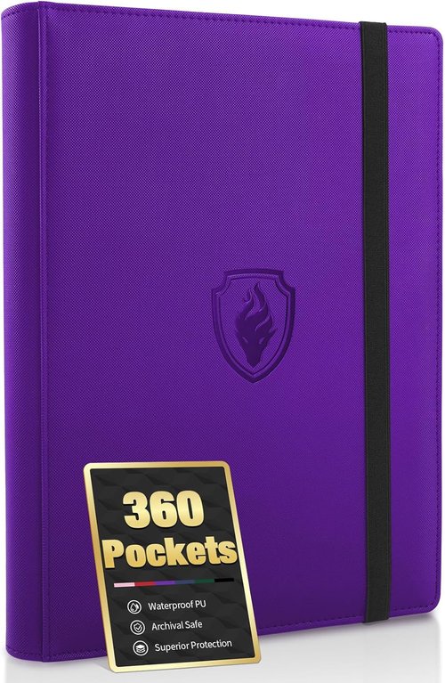 Fabmaker Premium 9 Pocket Card Binder - Sturdy Trading Card Album for 360 Cards | Sleek Purple Design