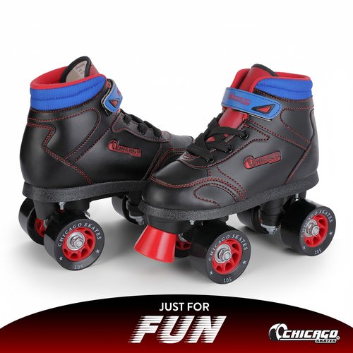 Chicago Skates Sidewalk Roller Skates – Durable, Top Performance Indoor/Outdoor Use Skate Shoes for Girls & Boys, High-Top Boot Safety Youth Quad Skates, 60mm PU Wheels, Adjustable Chassis & Trucks
