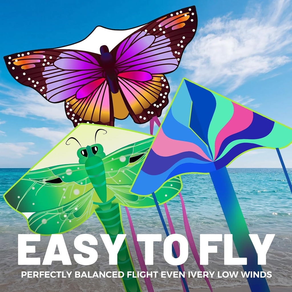 Skiennix Large Butterfly Delta Kites - Easy to Fly for Kids & Adults | Perfect for Beach & Park Fun