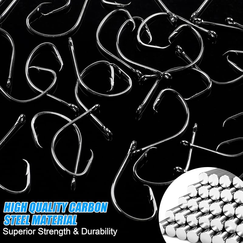 2/0-120pcs Saltwater Circle Hooks, High Carbon Steel Octopus Hooks for Catfish, Bass, Redfish, Freshwater