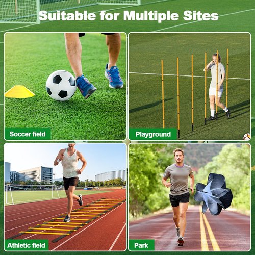 Supvision 24Pcs Soccer Agility Training Equipment Set Ultimate Agility Poles Cones Ladder More for Quick Assembly and Easy Portability Suitable for All Skill Levels Enhance Speed Agility Training