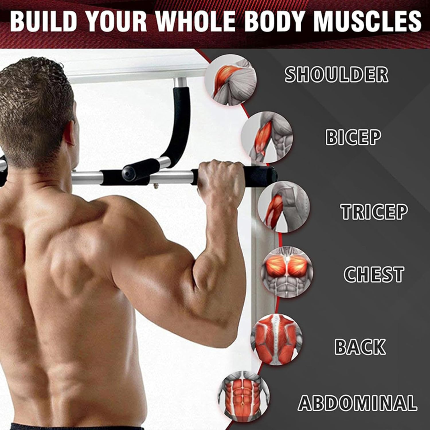 SteelCrush Doorway Pull-Up Bar - Versatile Multi-Grip Chin-Up Bar for Home Fitness & Strength Training