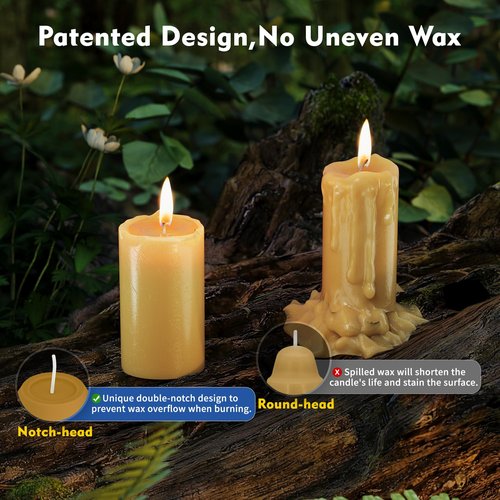 20Pack 15H+ Natural Beeswax Candles Emergency Long Burning [18H+ Inside Candle Lanterns], 3“ Small Bees Wax Pillar Candle Bulk, Survival Candles for Power Outage, Camping, Hurricane