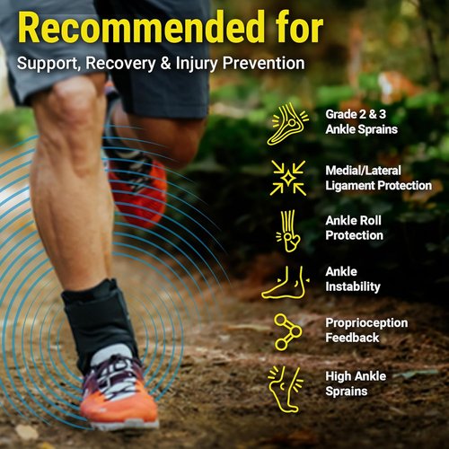APX Ankle Brace - Adjustable Compression Support for Sprains | No Lace, Figure-8 Design, Medium Size