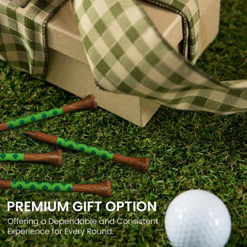 Amy Sport Golf Tees Western Birch Wood 5X More Durable 5X Stronger Value 50 Pack 1 1/2 2 3/4 3 1/4 Inch, Reduce Friction Wooden Long-Lasting, Spin Tall Sturdy Base for Stability (Clover, 3 1/4 Inch)