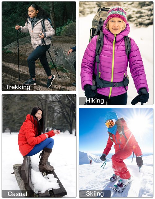 Xmgelp Lightweight Puffer Jacket Women Short Jacket Quilted Winter Coats with Detachable Hood, Red 2XL
