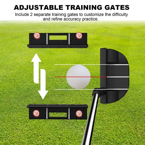 MAZEL Golf Alignment Putting Training Aids - Golf Putting Path Tool for Consistency & Accuracy - Include Putts Gates,Ring & Tees (Black)