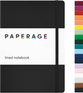 Paperage Lined Journal Notebook - Medium Black Hardcover, 160 Pages, 100 GSM Thick Paper for Work & School