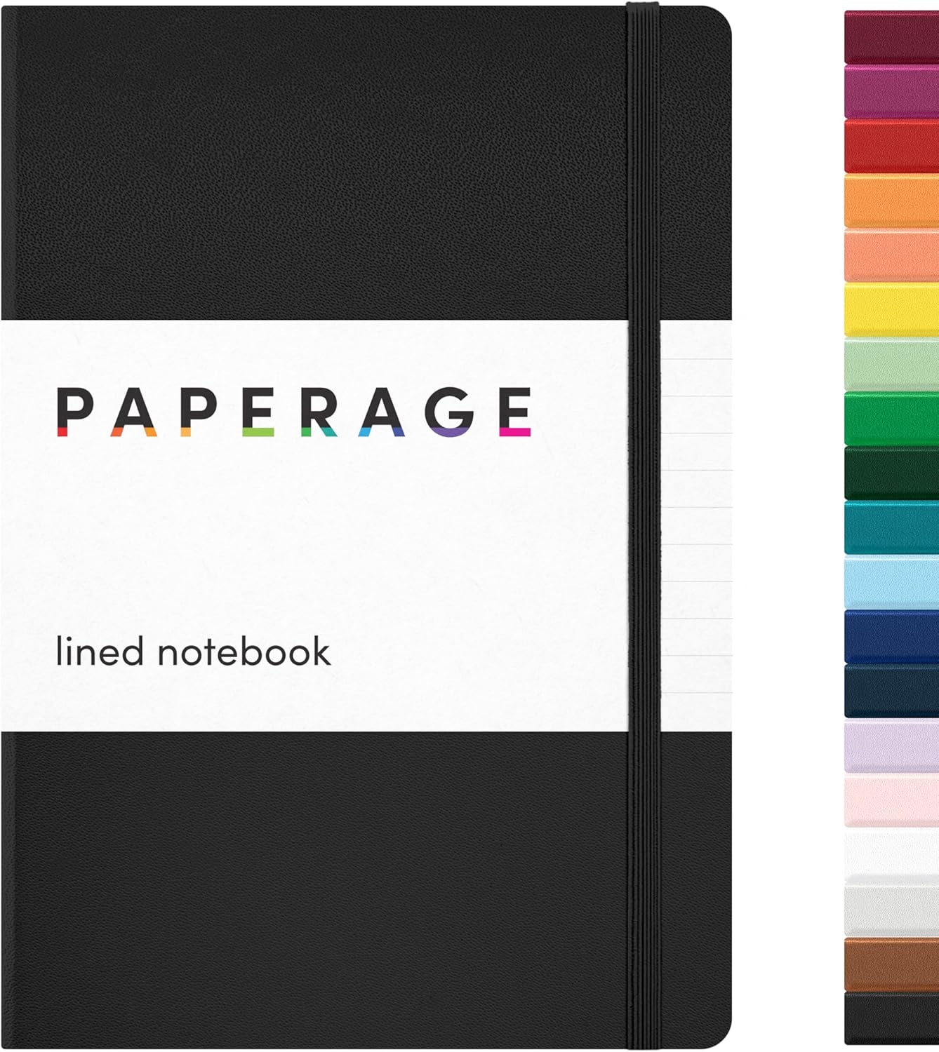 Paperage Lined Journal Notebook - Medium Black Hardcover, 160 Pages, 100 GSM Thick Paper for Work & School