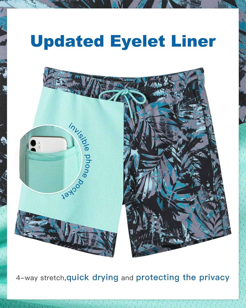Surf Cuz Men's Swim Trunks - Quick-Dry 7" Swim Shorts with Compression Liner | Stretchy Comfort