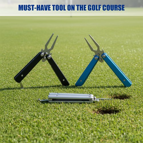 Mevfiya Switchblade Golf Divot Repair Tool, Stainless Steel Foldable Divot Tool & Golf Divot Tool with Bottle Opener, Funny Golf Gifts for Golfers(Silver)