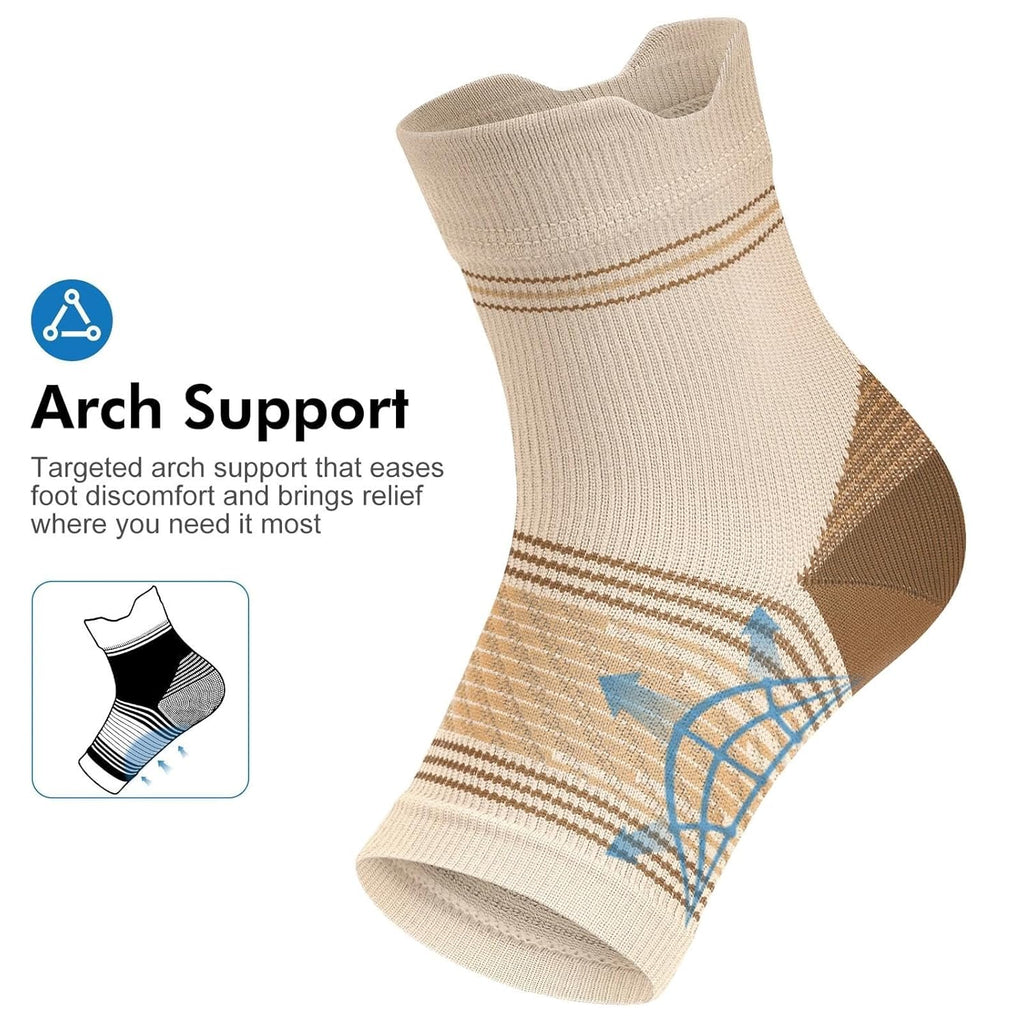Skiennix Plantar Fasciitis Socks - Compression Ankle Brace with Arch Support for Pain Relief | Nude, XX-Large