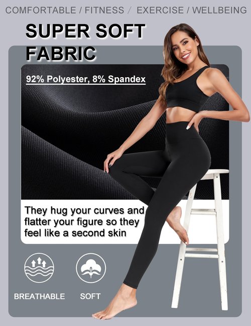FULLSOFT Soft Black Leggings with Pockets for Women - High Waisted Tummy Control No See Through Workout Clothes for Women Yoga Cycling Pants Fitness Clothing(2 Pack Black(Pockets),Large-X-Large)