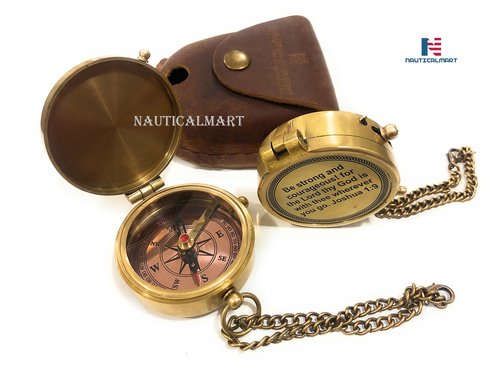Antique Pocket Compass Engraved Compass Be Strong and Courageous Poem Gift for Confirmation, Baptism, Best Easter, Birthday, Graduation, Wedding, Religious