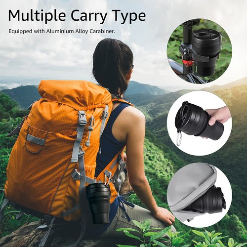 Egoldto Collapsible Coffee Cup, 16 OZ 480ml Silicone Travel Folding Cup, Leak Proof BPA Free Portable Cup, Travel mug with Lids for Camping hiking