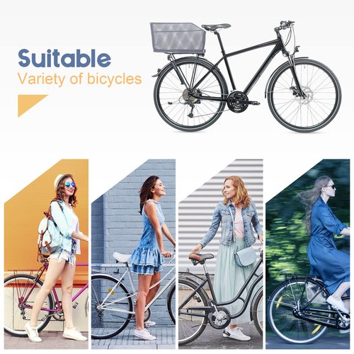 Lixada Rear Bike Basket with Waterproof Fabric Case, Metal Wire Bike Cargo Basket Fits Most Adult Bikes, Large Bicycle Basket Rear Rack Bike Basket for Pet, Shopping, Grocery, Commuting, Picnic