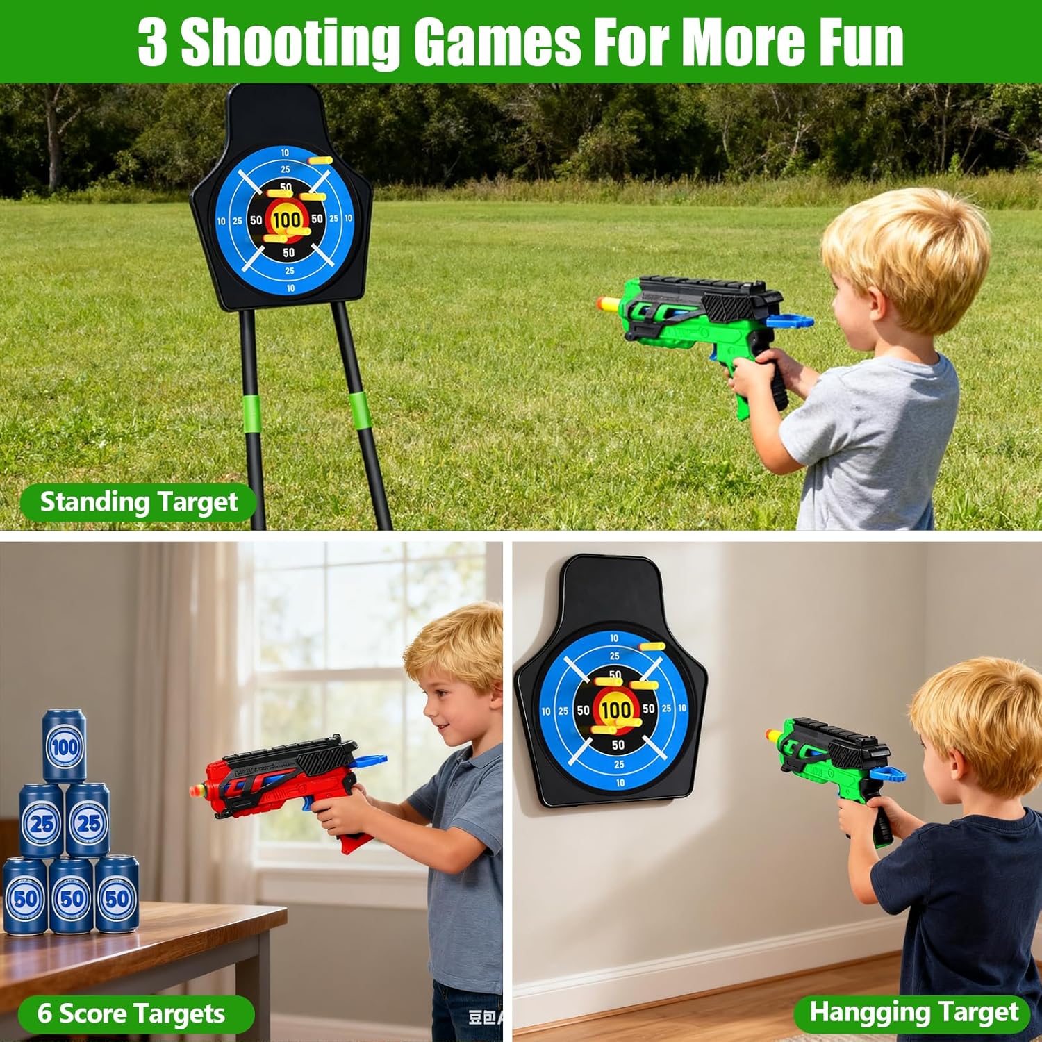 Skiennix Bow and Arrow Toy Set - 2 Pack with 24 Suction Cup Arrows & Target | Indoor/Outdoor Sports Gift for Ages 4-12
