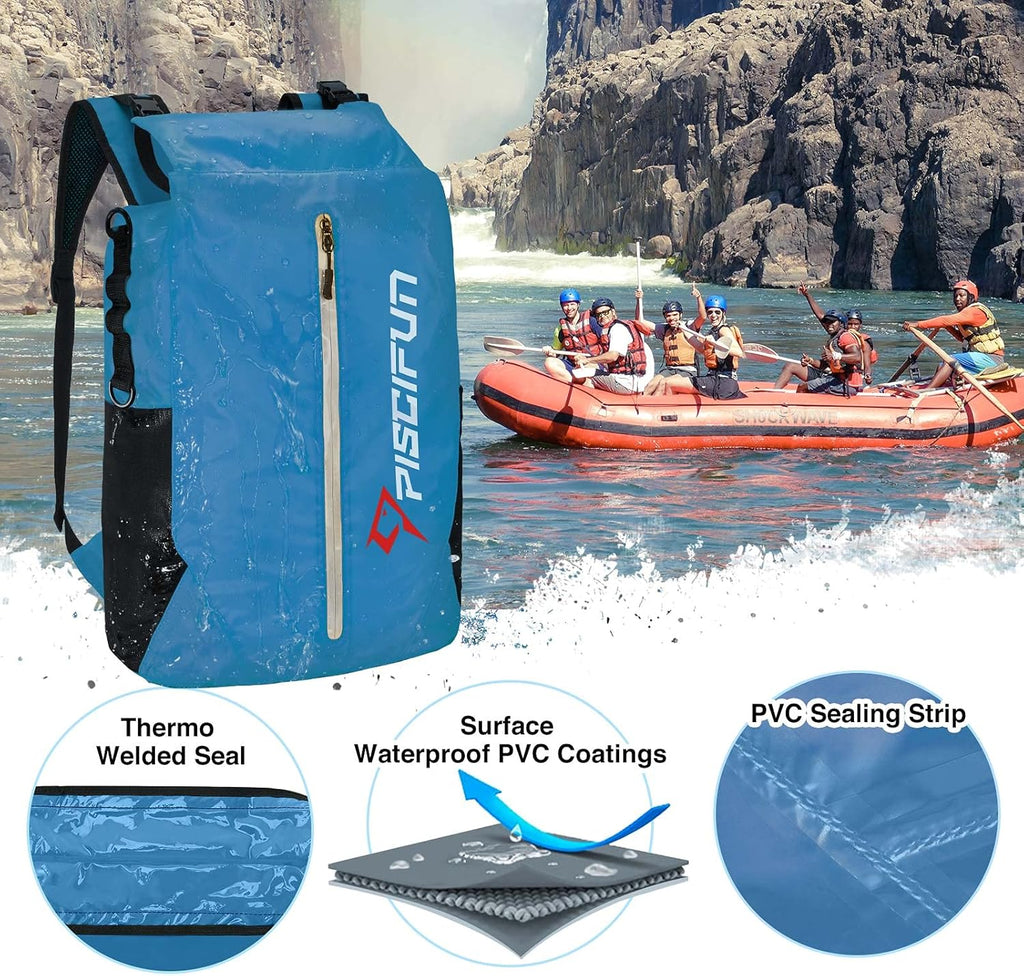 Piscifun Waterproof Dry Bag - Lightweight Roll-Top Backpack with Waist Pouch & Phone Case | 10L, 20L, 30L Options
