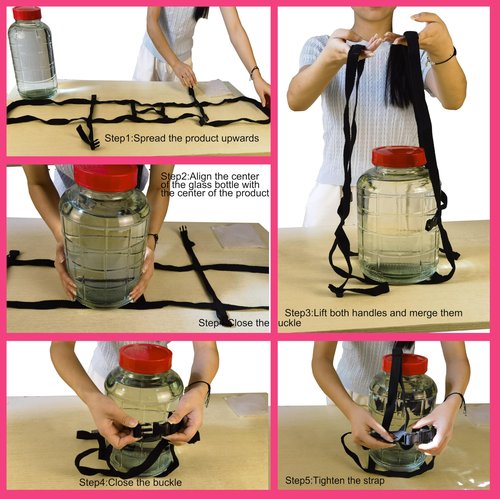Storbuffs 0.5/1/1.5/2 Gallon Glass Jar Carboy Easy-Carry Straps, Glass Bottle Protector, Adjustable Strong for Easy, Safe, Secure Lifting Moving Carrying jug Bottle, Fit 0.5 to 2 Gal, No Carboys