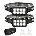 Elmchee Rechargeable Headlamp 2 Pack, 2500 Lumen Bright 8 LED Headlight, 10 Modes Adjustable Motion Sensor, USB-C Waterproof Head Flashlight, Outdoor Hiking Camping Fishing (8 Led Headlamp)