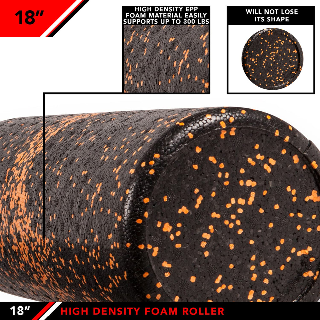 JFIT High Density Foam Roller, Speckled Orange, 18-Inch