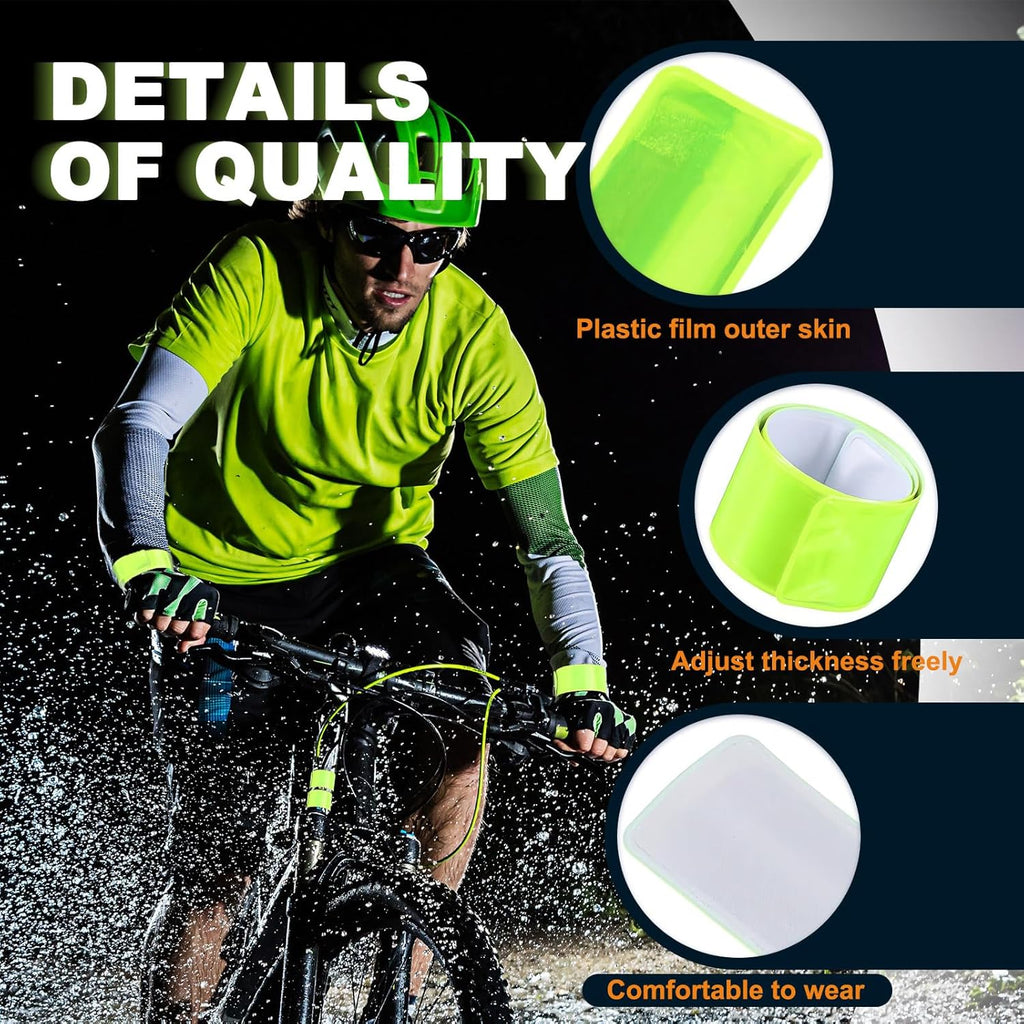 Skiennix Reflective Arm Bands - 30 Pcs High Visibility Snap Bracelets for Night Jogging & Cycling