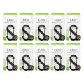 Nite Ize S-Biner Plastic Dual Carabiner - Durable Dual Carabiner with Wire Gate Closure for Organizing Keys & Keychain Attachments - Size 2, Black (10 Pack)