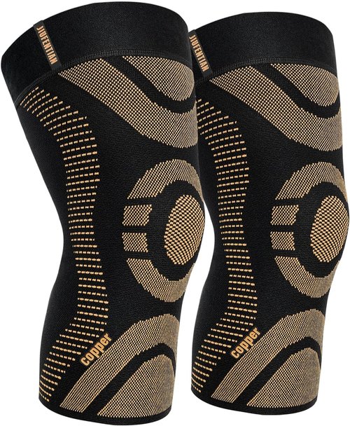 JIUFENTIAN Compression Knee Brace - 2 Pack Copper Knee Sleeves for Pain Relief & Support | 3X-Large
