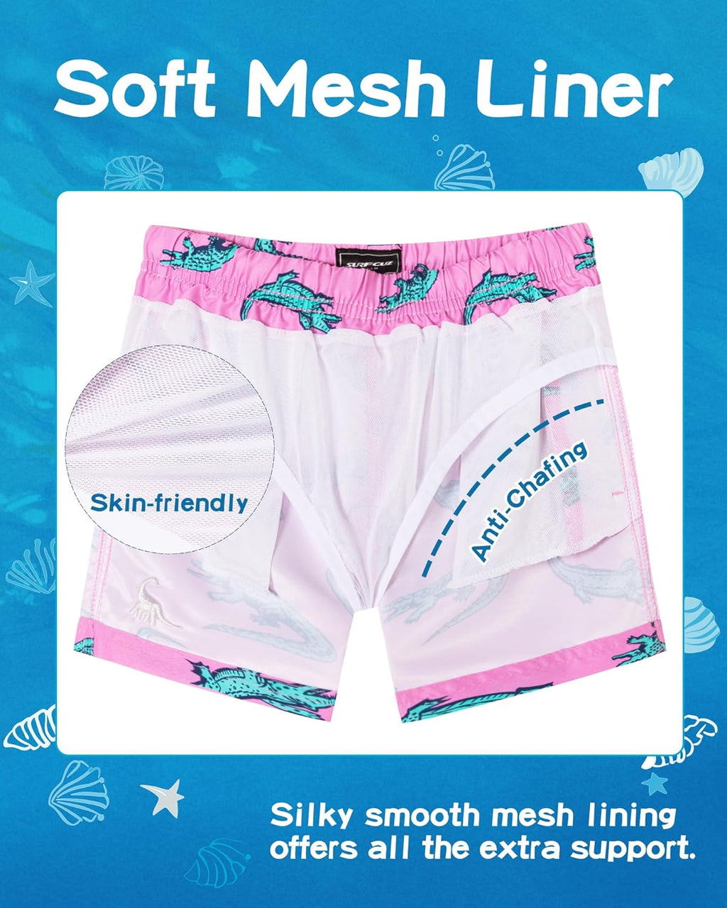 SURF CUZ Boys Swim Trunks - UPF 50+ Quick Dry Bathing Suit for Toddlers | Mesh Beach Boardshorts