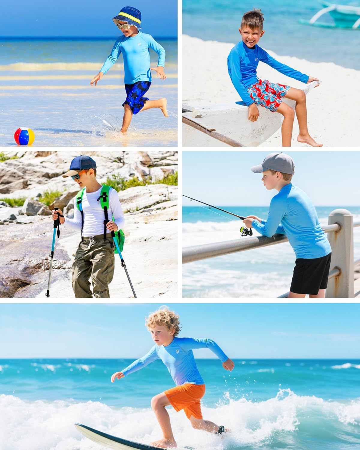 Runhit Boys Swim Shirt - UPF 50+ Long Sleeve Rash Guard for Youth UV Sun Protection | Ideal for Beach & Surf