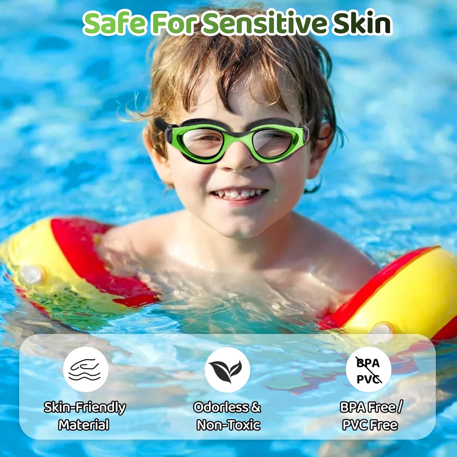 Vvinca Kids Swim Goggles - Anti-Fog UV Protection | Leakproof Design for Ages 6-14