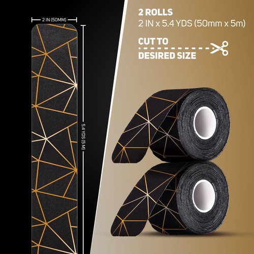 Care Science Waterproof Kinesiology Tape, Uncut 2 Rolls Copper Infused | Water Resistant Strips, Elastic Athletic Tape for Sports & Weightlifting, Muscle Strain Relief & Joint Support