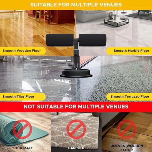 PulseIT Sit-Up Bar with Strong Suction Base & Padded Foam Handle | Adjustable Height Core Trainer for Abs, Sit-ups, Push-Ups & Leg Workouts | Portable Home Gym Equipment for Men & Women