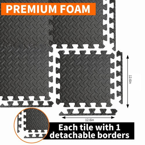 Maziloxe 18 Tiles Gym Mats for Home Gym, Non-Slip EVA Interlocking Foam Floor Tiles, 12.6" x 12.6" x 0.4" 18 Sq.Ft Puzzle Exercise Mats for Kids Playroom, Garage & Home Gym Flooring