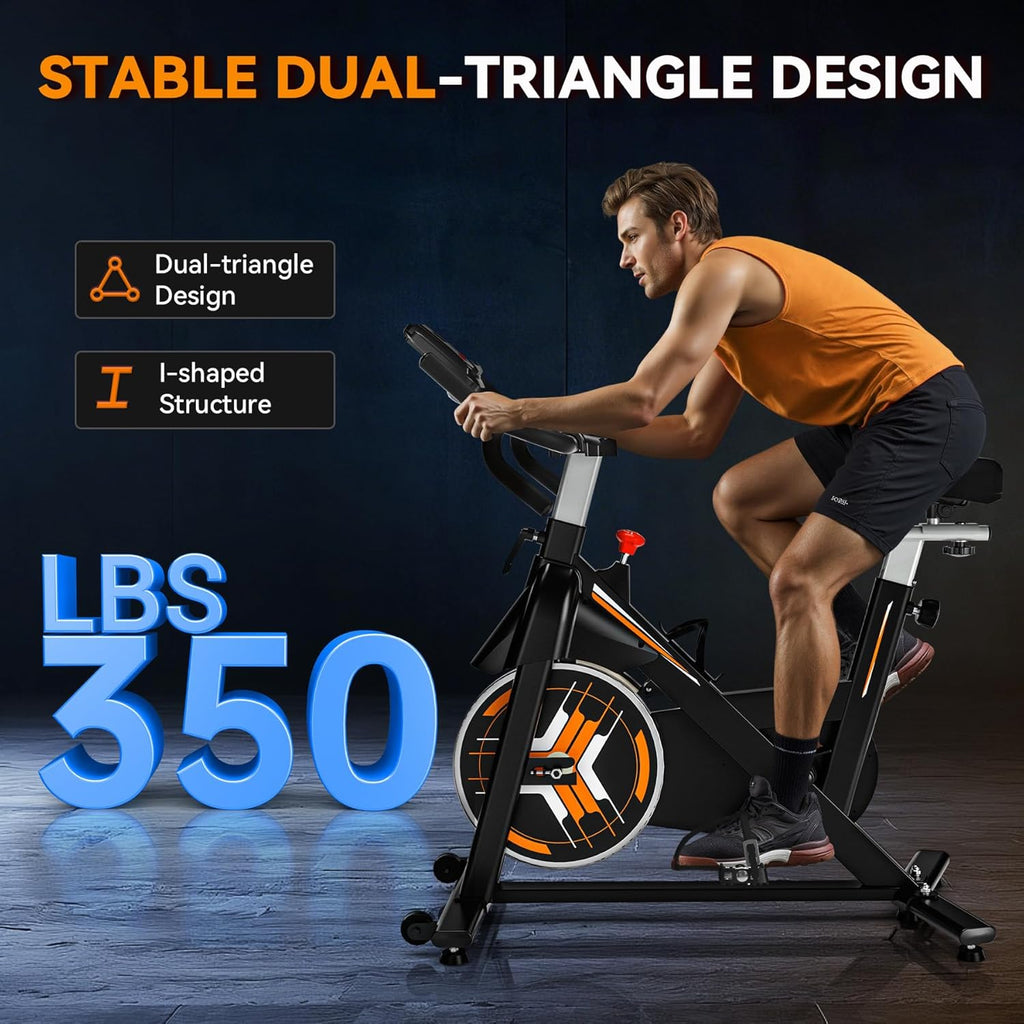 Wenoker Exercise Bike - App Sync Indoor Stationary Bike with Adjustable Seat & Multi-Grip Handlebars | Ideal for Weight Loss