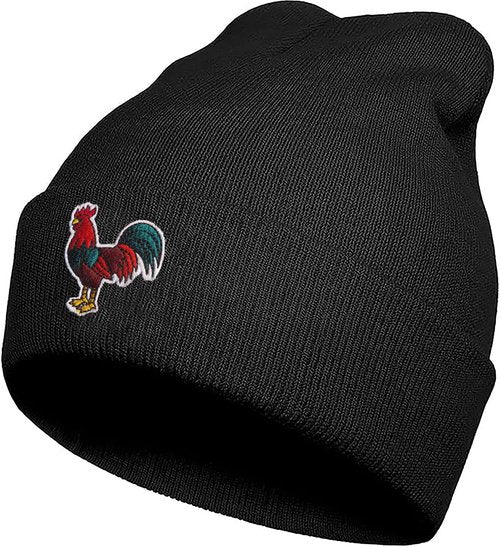 Rooster Embroidered Beanie Hats for Men Women, Chicken Winter Funny Knit Hat, Stuff Accessories Gifts for Animal Lover