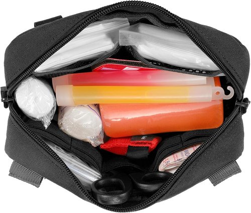 FRTKK Tactical Molle Admin Pouch - USA Flag Patch & Keychain | Tactical Water Bottle Pouch with D-Ring Clip