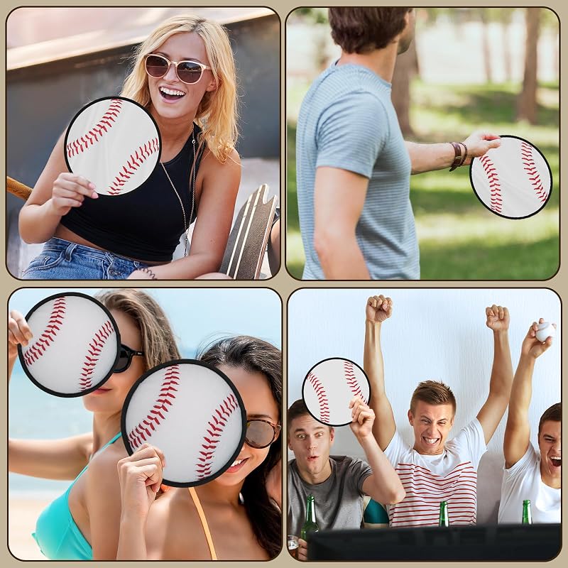 Baseball Foldable Flying Discs 30-Pack with Pocket Case – 8in Nylon Training Discs, Mototo Variation: Baseball
