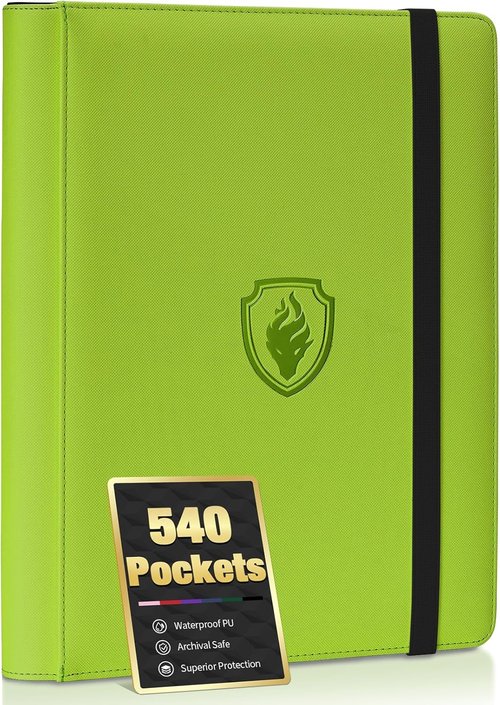 Fabmaker Premium 9 Pocket Card Binder - Sturdy Collection Album for 540 Cards | Sleek Green Design