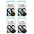 Nite Ize S-Biner Stainless Steel Dual Carabiner - Double Sided Carabiner Clip - Dual Carabiner Holder for Keys, Water Bottles & Gear - Size 1, Black, 8 Count (4 Pack)