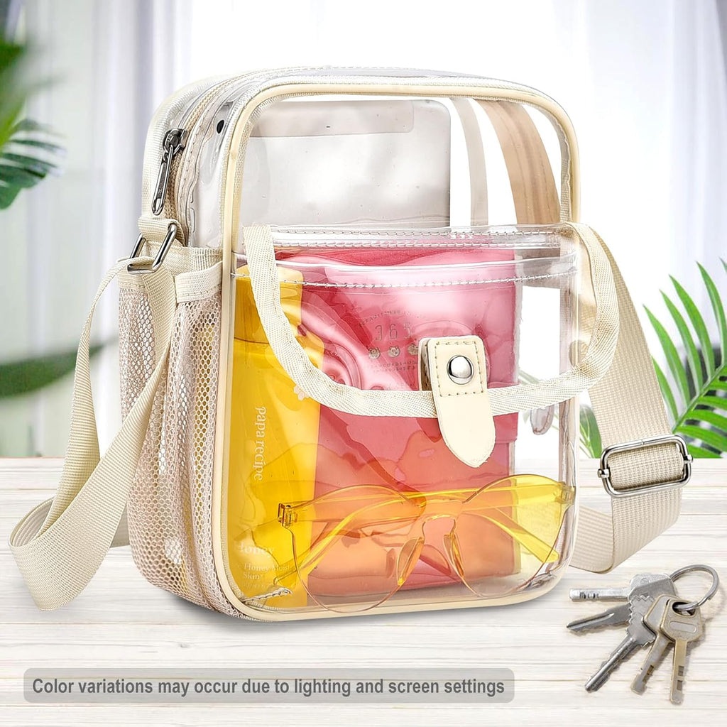 Spodears Clear Crossbody Bag - Perfect for Stadiums, Concerts & Festivals | Adjustable Strap & Bottle Holder