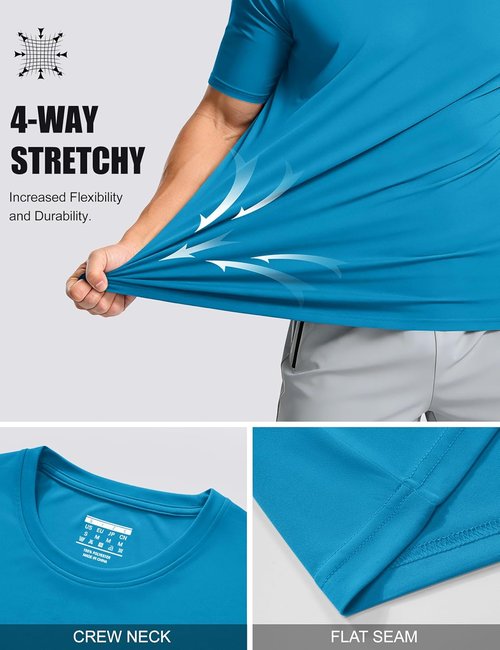 MAGCOMSEN Men's UPF 50+ Quick-Dry Athletic T-Shirt | Lightweight Workout & Swim Tee