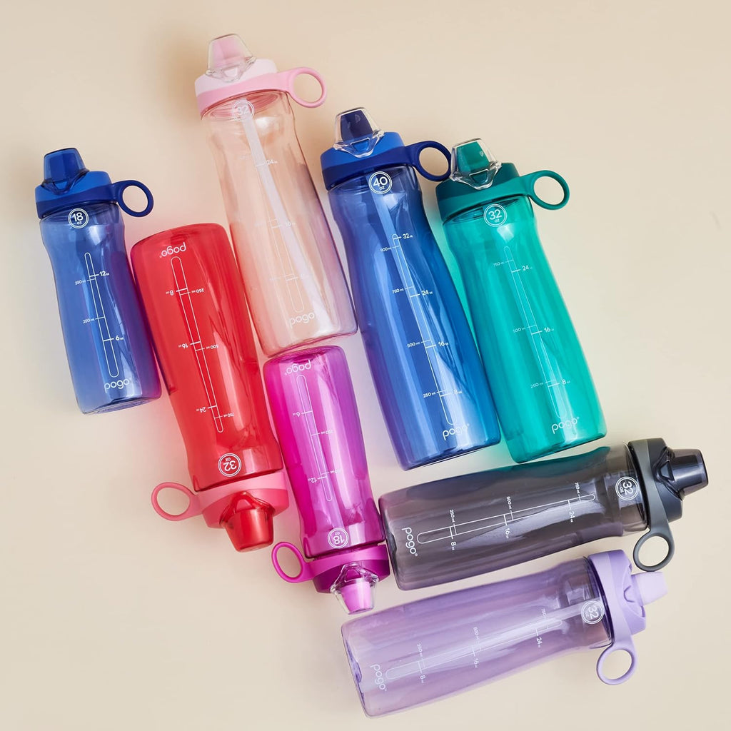 Pogo Water Bottle - Reusable BPA-Free with Chug Lid & Carry Handle | Perfect for Travel & Gym | 18oz, 32oz, 40oz, 64oz