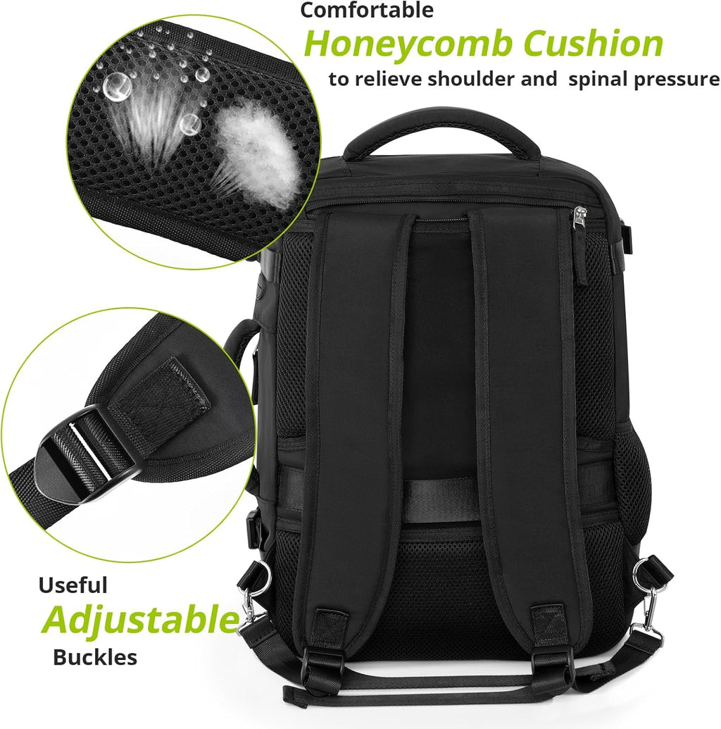 Snoffic Travel Backpack - Waterproof Laptop Bag with USB Charging Port | 17-Inch, Flight Approved
