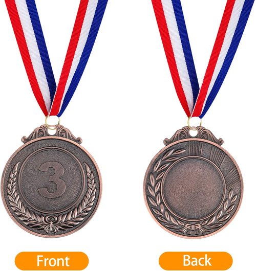 Award Medals | 1st, 2nd, 3rd Place Gold, Silver, Bronze - Metal Style with Neck Ribbon, 2 Inches