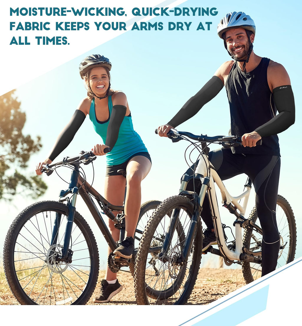 HiRui Arm Compression Sleeves for Men Women Youth Kids, UV Protection 20-30mmHG Support, Great for Running Cycling Basketball Golf Tattoo Cover, Breathable Moisture-Wicking (Black, Medium)