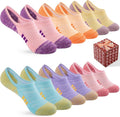 COOPLUS No Show Socks - Women's Athletic Cushioned Cotton | Low Cut Non-Slip Running Socks (6 Pairs)